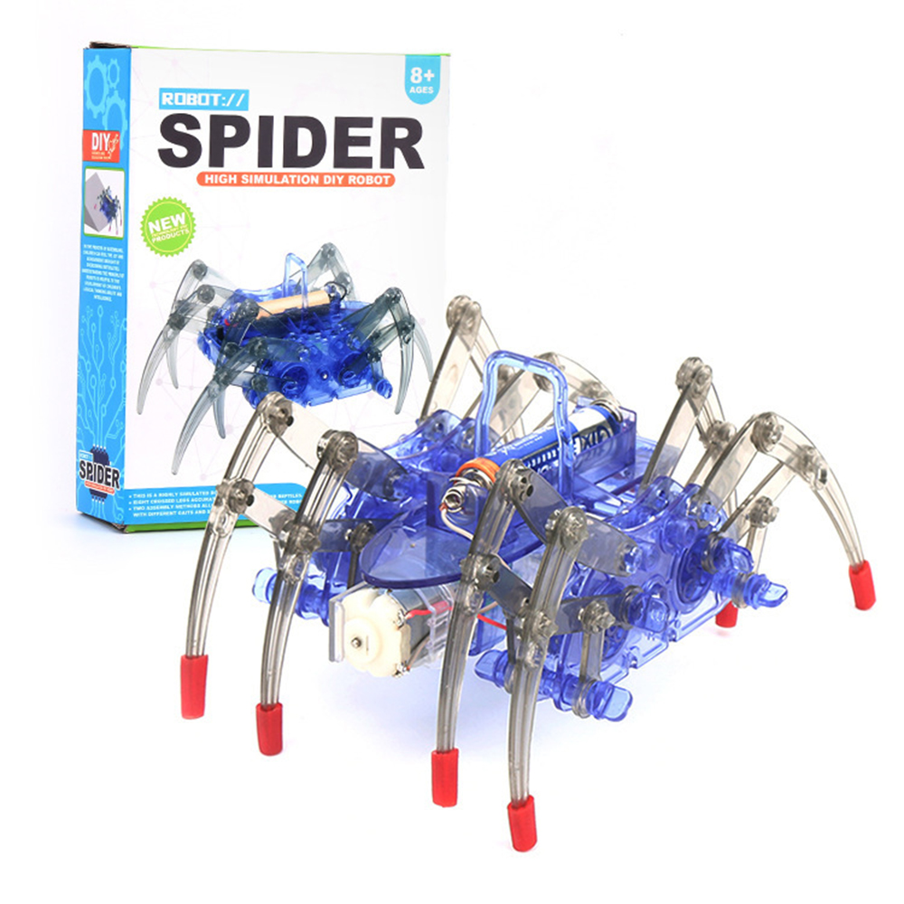 Science Project Kit - ชุดประกอบหุ่นยนต์แมงมุมไบโอนิคไฟฟ้าแบบ DIY รุ่นเดินได้สองโหมด ชิ้นส่วนประกอบสำหรับโครงการการศึกษาทางวิทยาศาสตร์