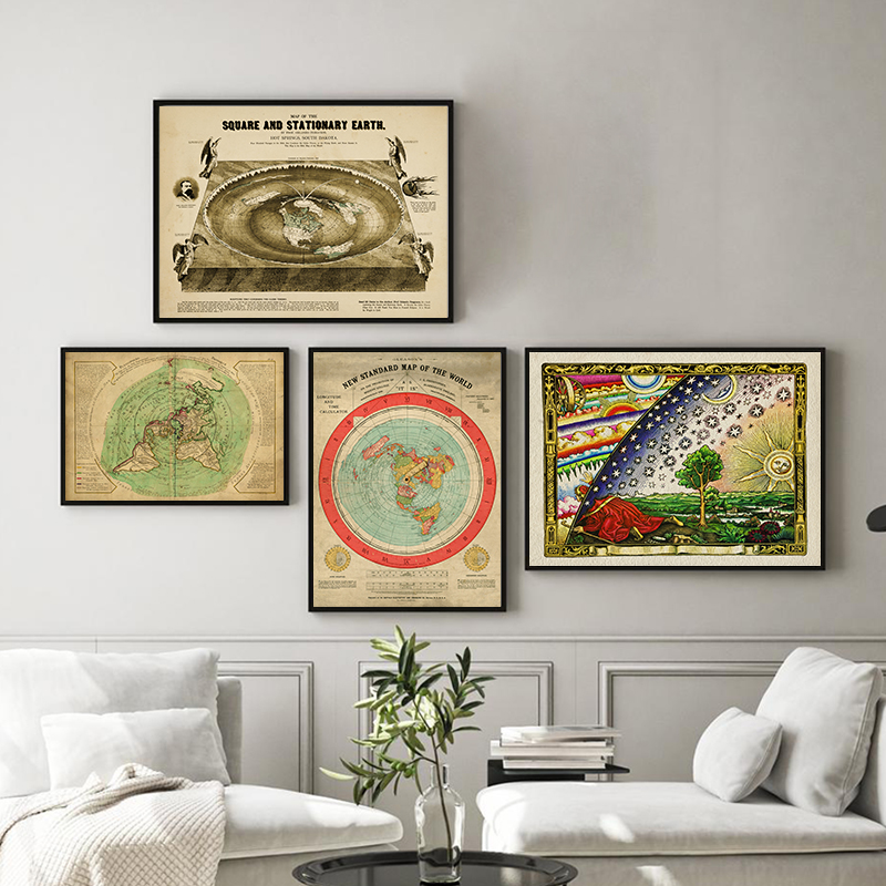 Star Map Poster - ใหม่มาตรฐาน World แผนที่พิมพ์แบน Earth Gleason 'S
