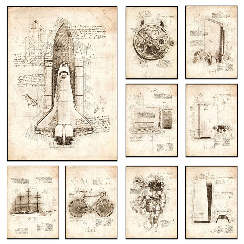 Vintage บทคัดย่อ Da Vinci แรงบ - Star Map Poster บทวิจารณ์และราคา