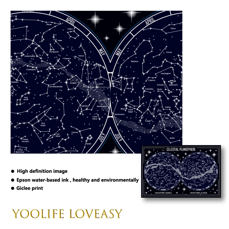 Celestial Planisphere แผนที่ผ้ - Star Map Poster บทวิจารณ์และราคา